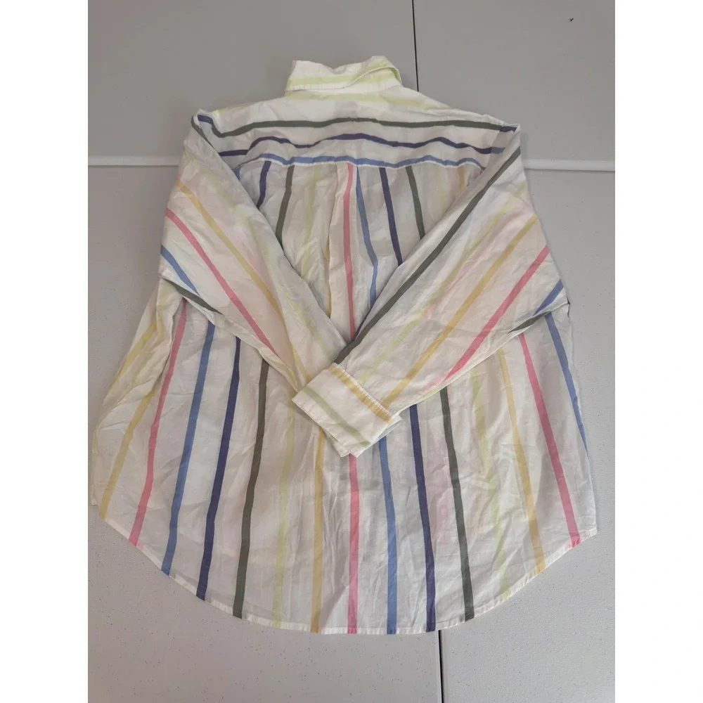 Gap The Big Shirt Pastel Rainbow Stripe Cotton Button Down Oversized Small pp - Picture 4 of 8